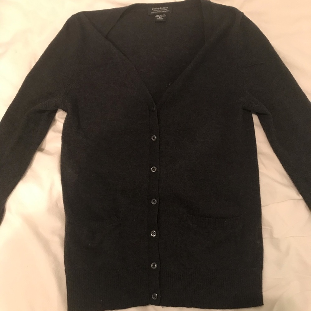 Small grey merino wool cardigan (Lord and Taylor)